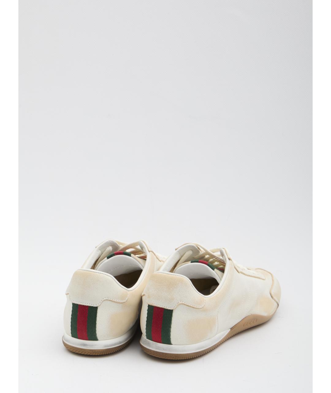 GUCCI Белые кожаные кроссовки, фото 3