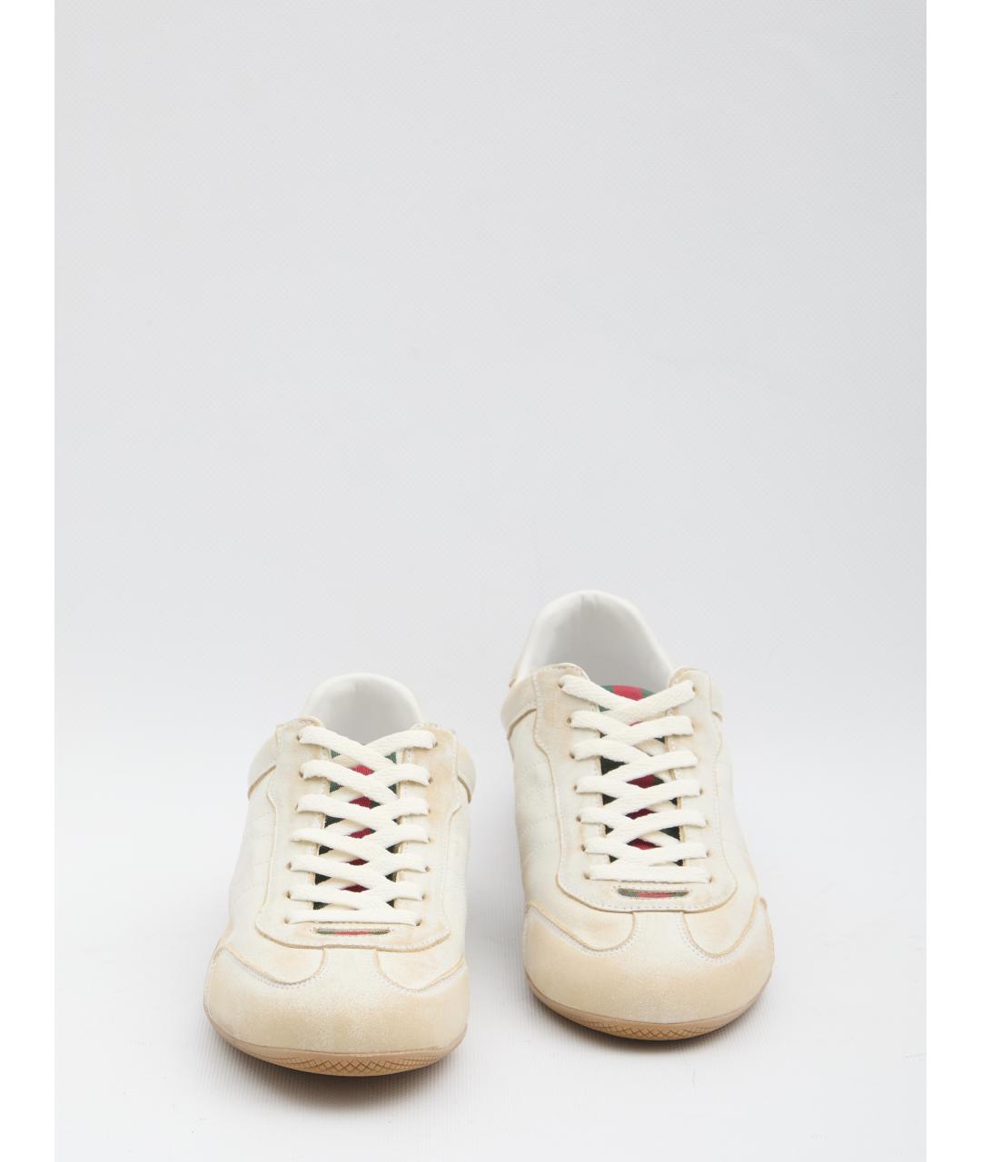 GUCCI Белые кожаные кроссовки, фото 5