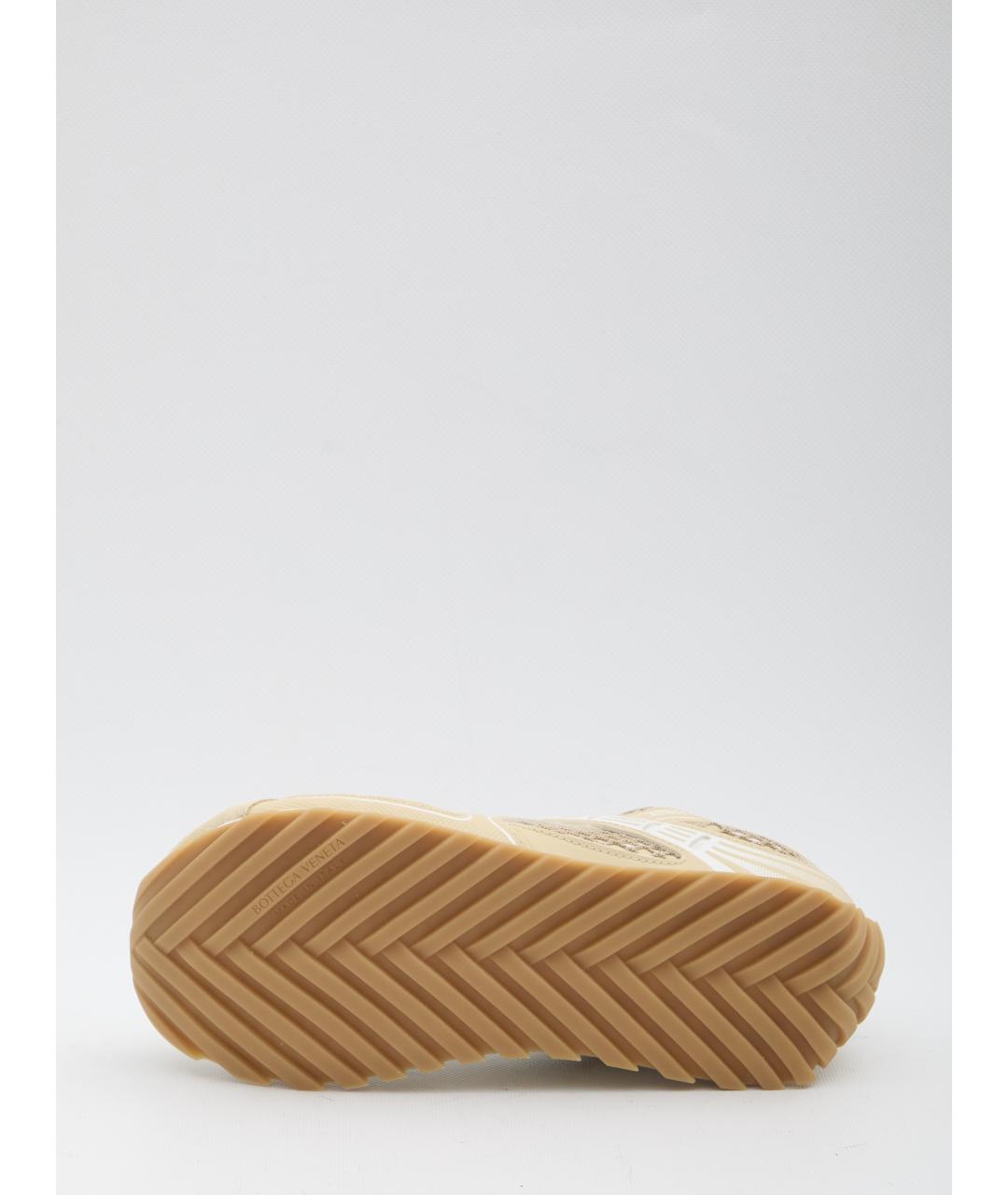 BOTTEGA VENETA Бежевые текстильные кроссовки, фото 4