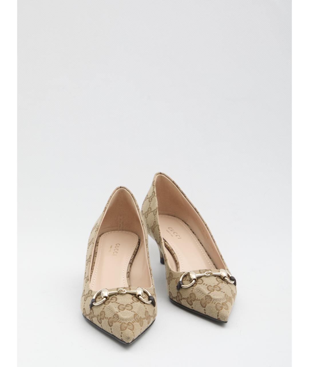 GUCCI Бежевые текстильные туфли, фото 5