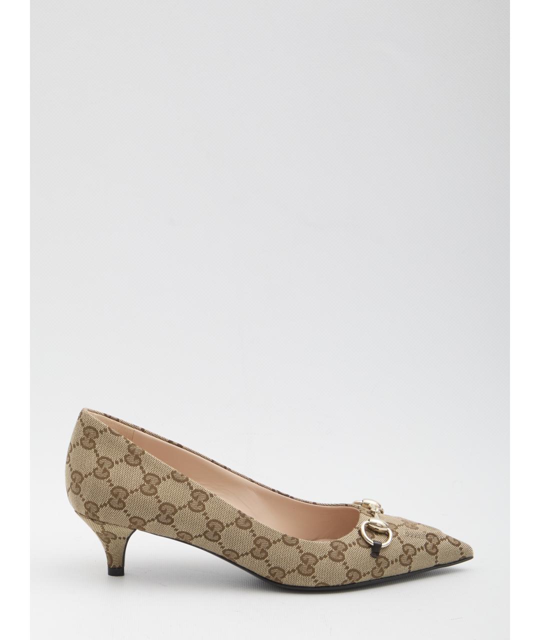 GUCCI Бежевые текстильные туфли, фото 6