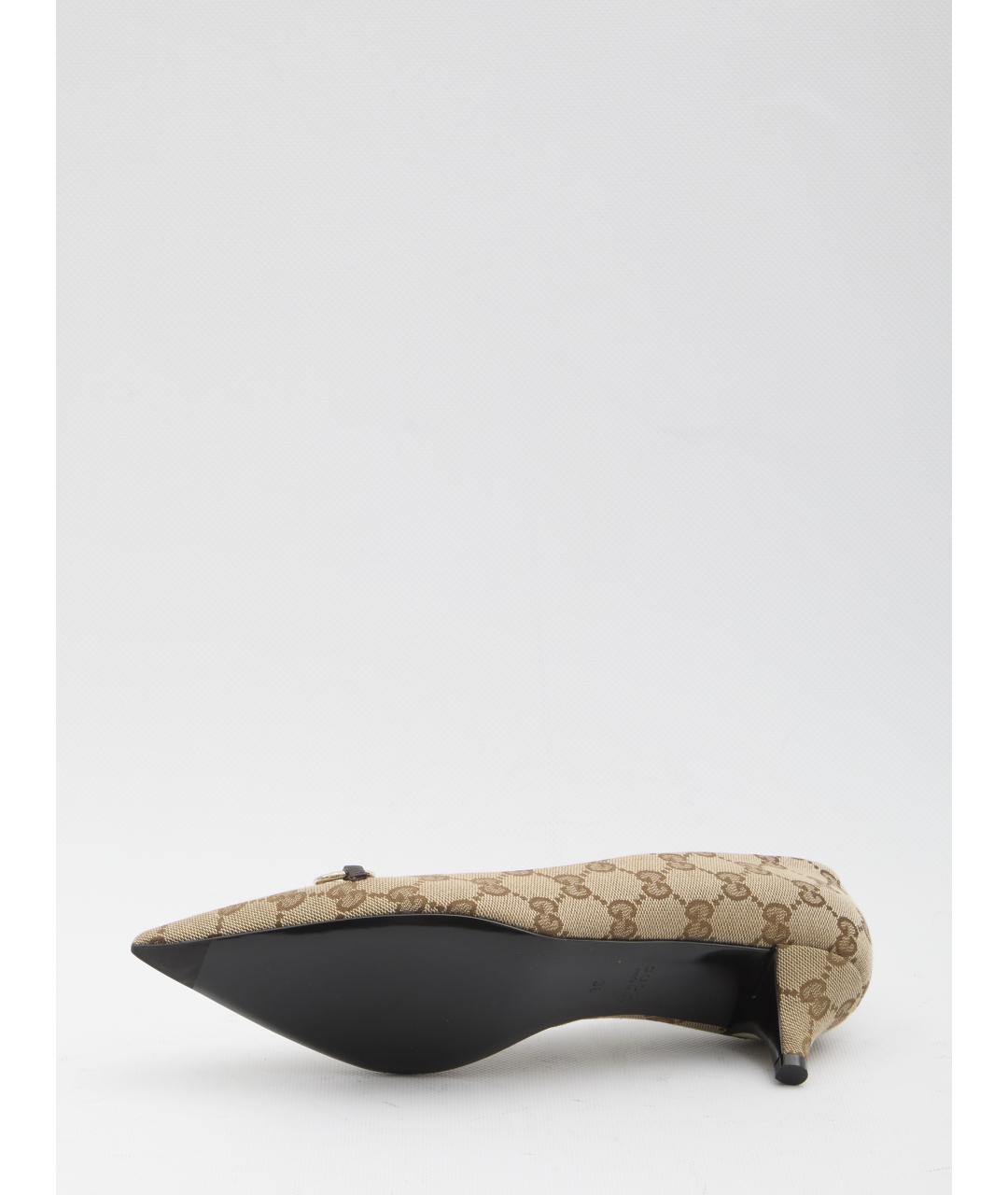 GUCCI Бежевые текстильные туфли, фото 4