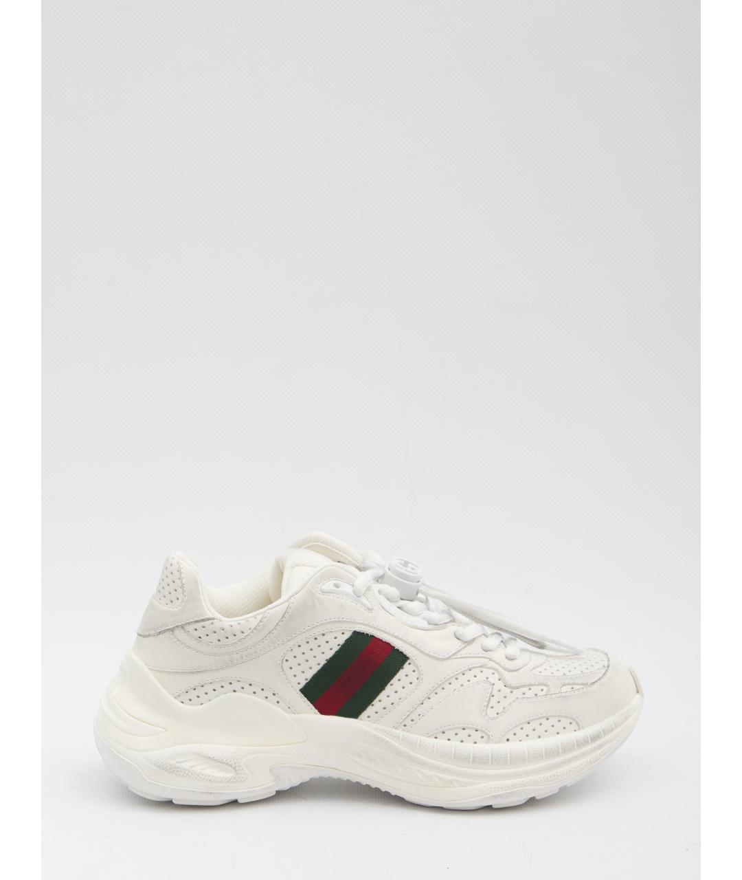 GUCCI Белые кожаные кроссовки, фото 6