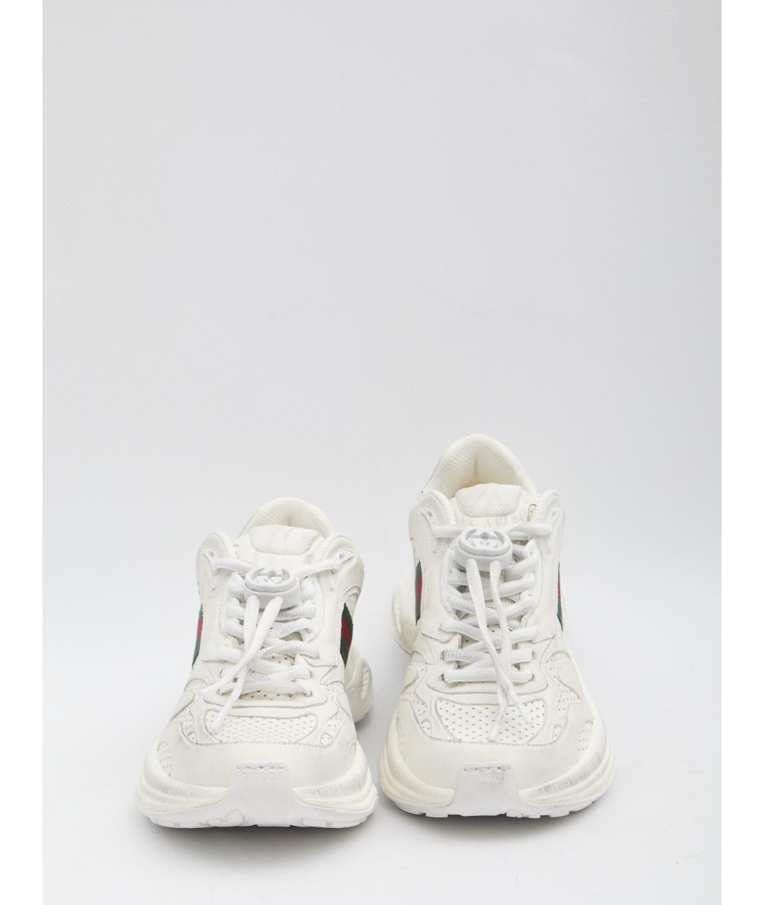 GUCCI Белые кожаные кроссовки, фото 5
