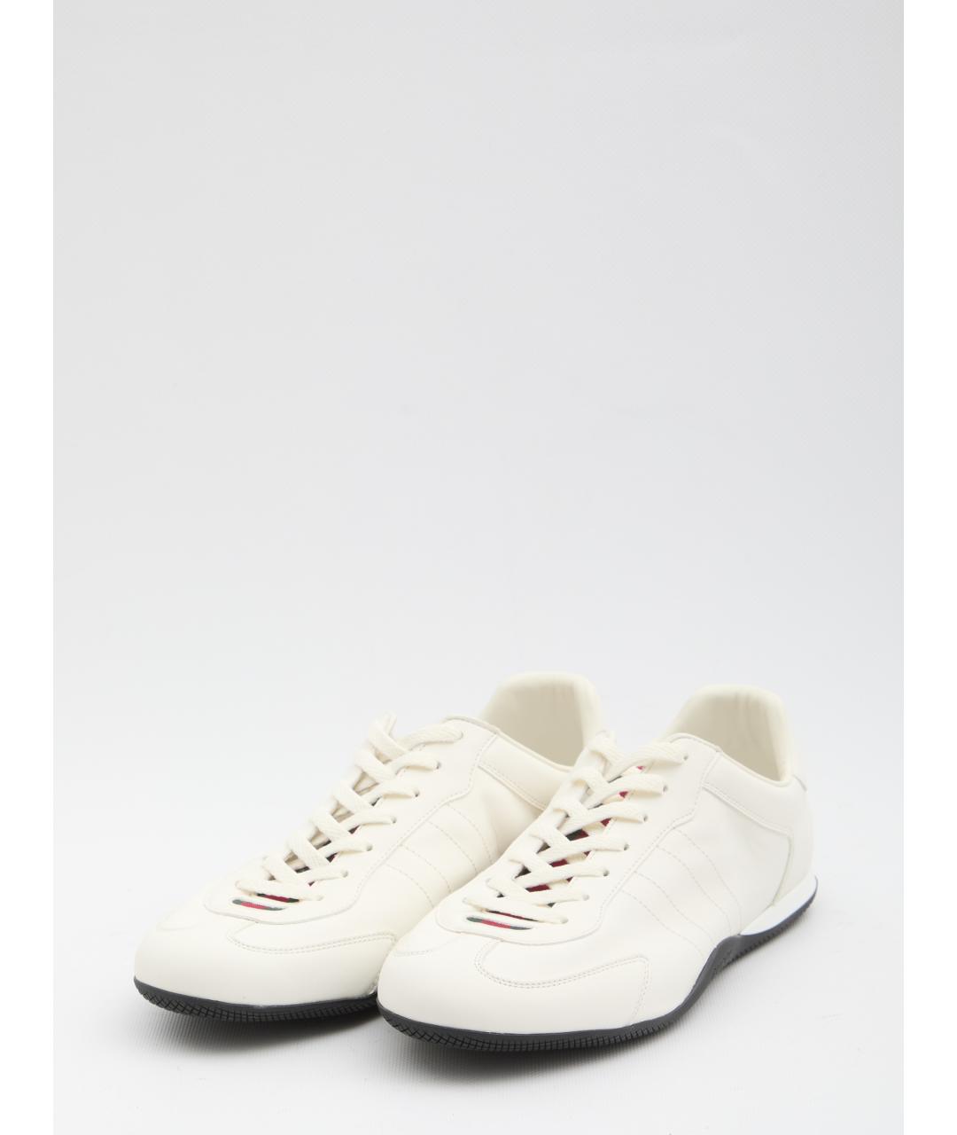 GUCCI Белые кожаные низкие кроссовки / кеды, фото 2