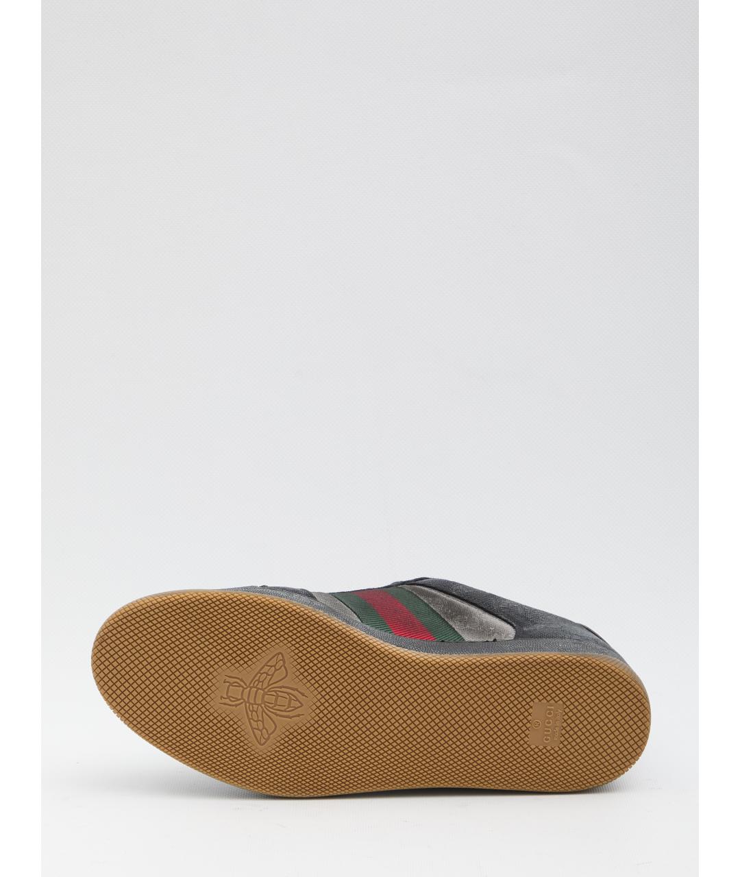 GUCCI Черные текстильные низкие кроссовки / кеды, фото 4