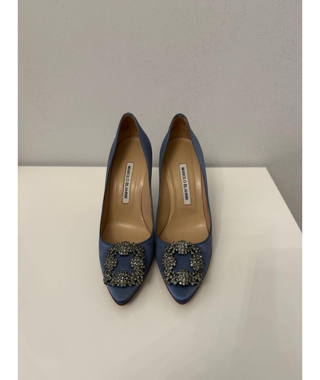 MANOLO BLAHNIK Голубые текстильные туфли, фото 2