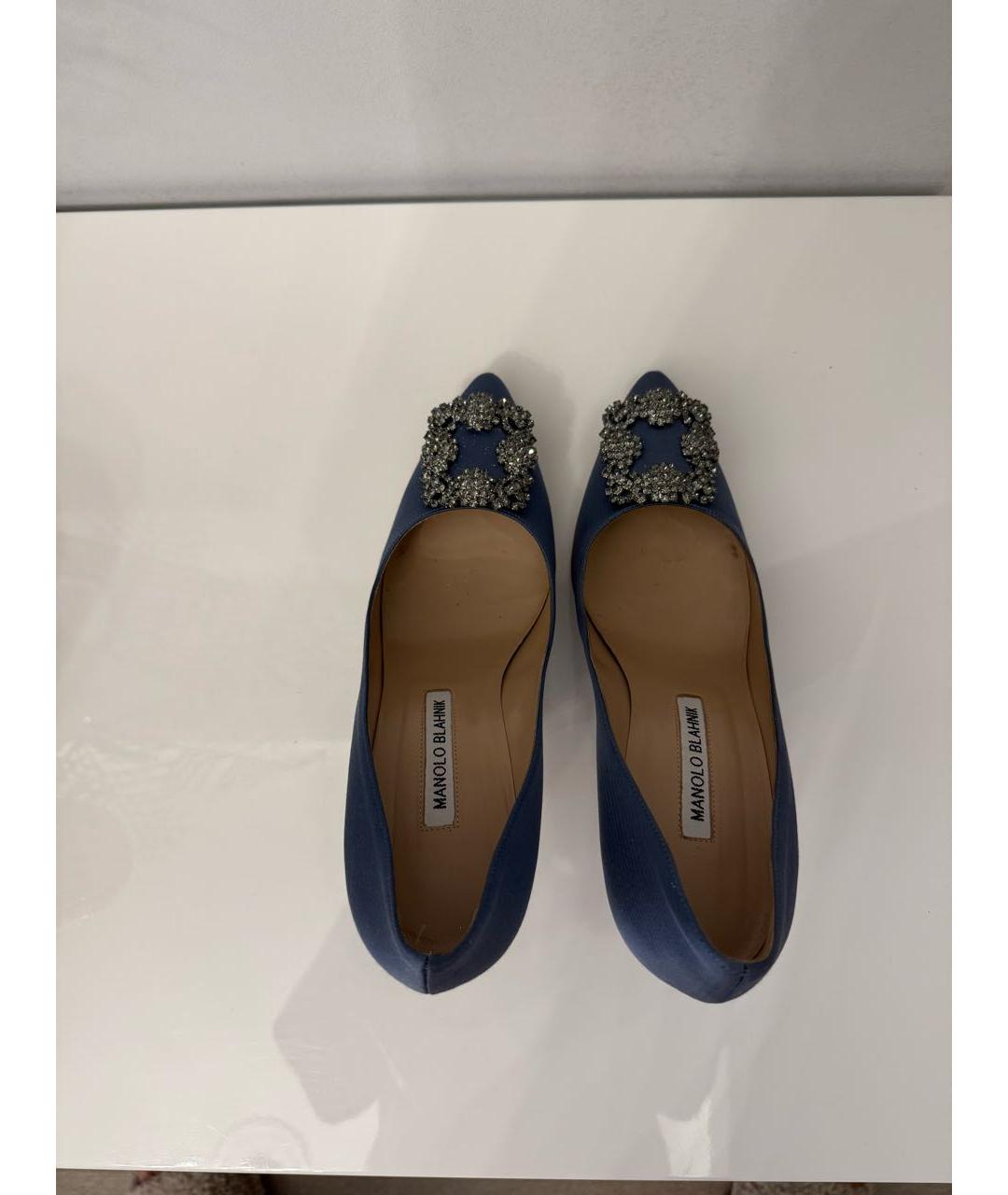 MANOLO BLAHNIK Голубые текстильные туфли, фото 3