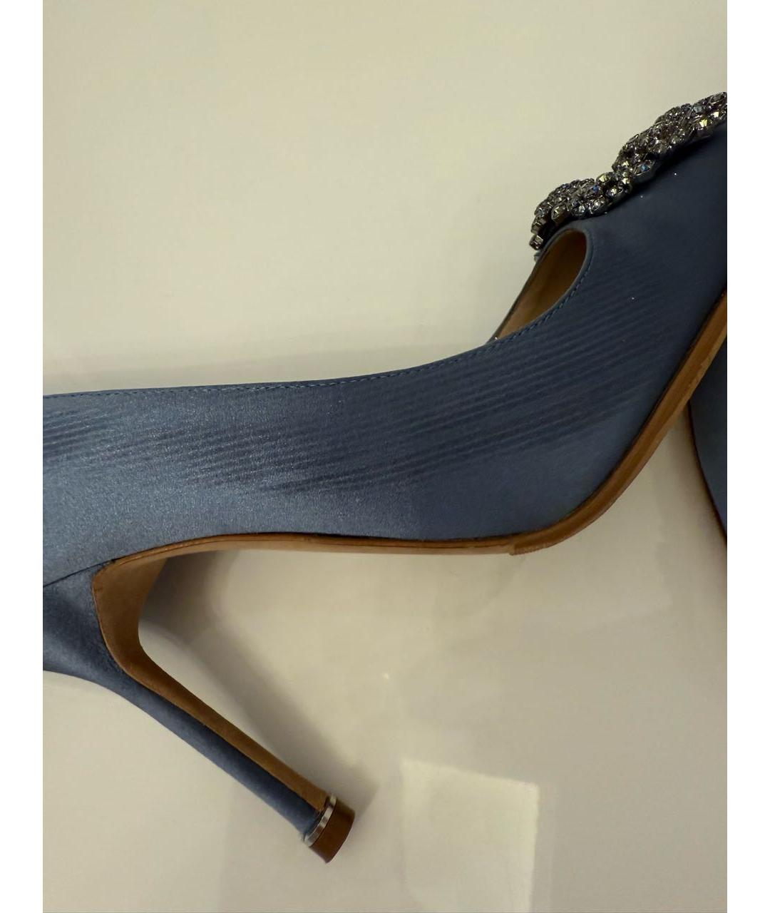 MANOLO BLAHNIK Голубые текстильные туфли, фото 5