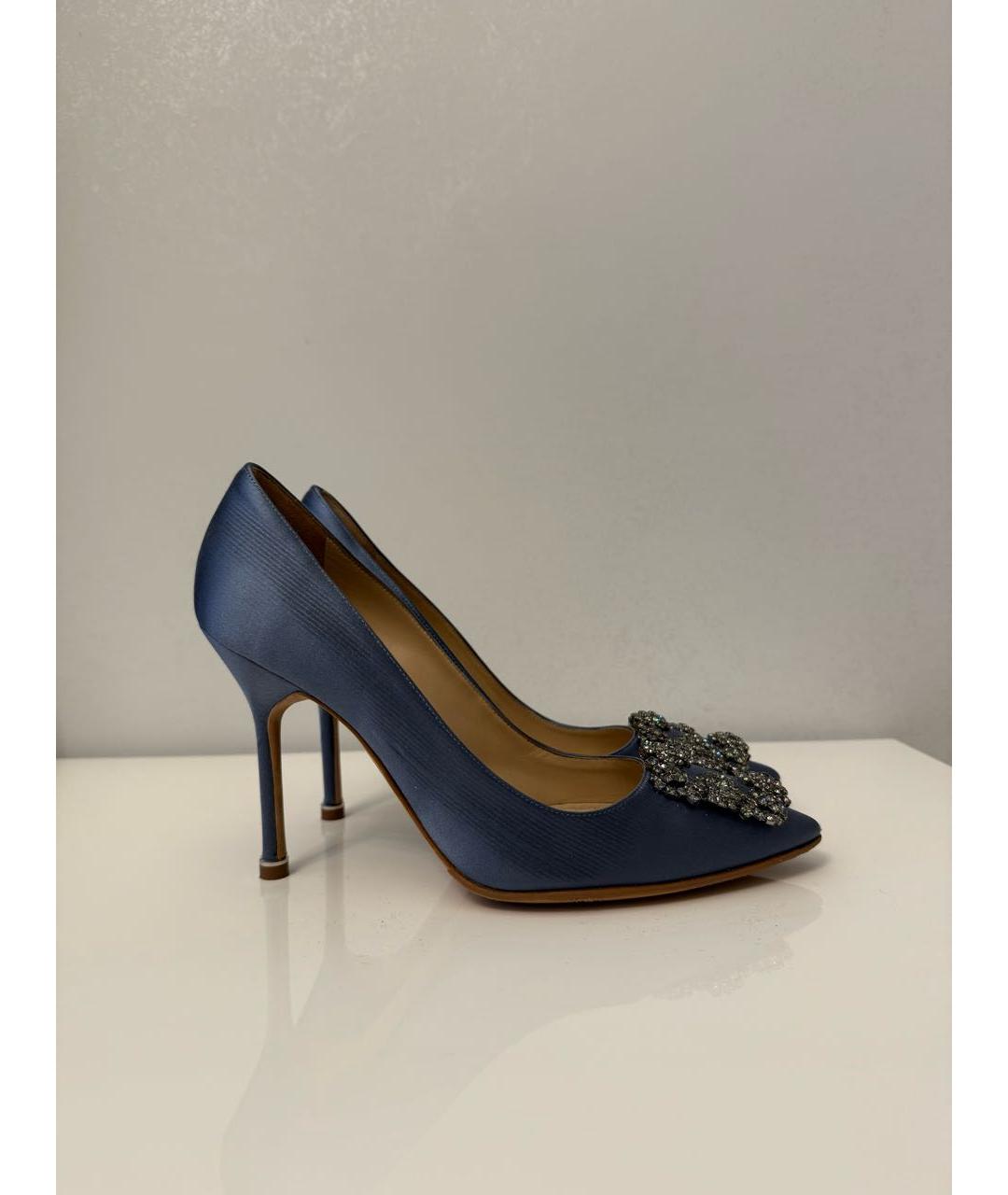 MANOLO BLAHNIK Голубые текстильные туфли, фото 6