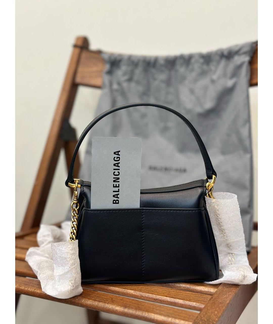 BALENCIAGA Черная кожаная сумка с короткими ручками, фото 3