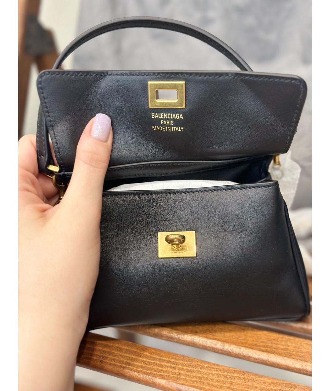 BALENCIAGA Черная кожаная сумка с короткими ручками, фото 4