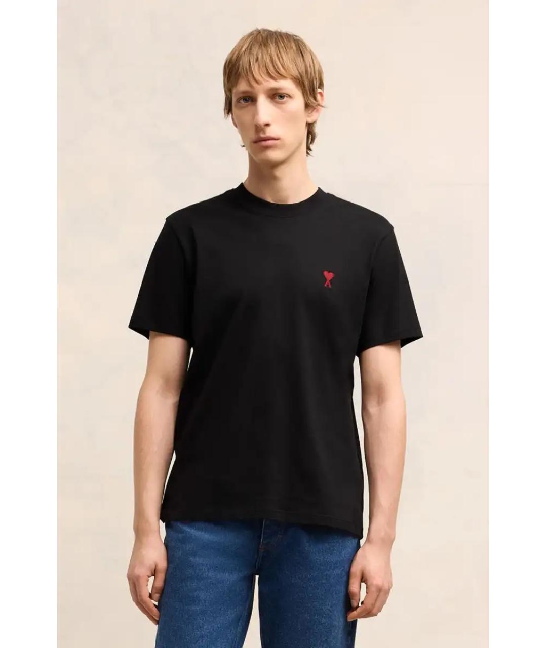 Ami Paris Черная хлопковая футболка, фото 2