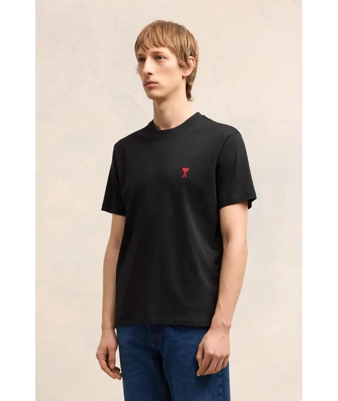 Ami Paris Черная хлопковая футболка, фото 4