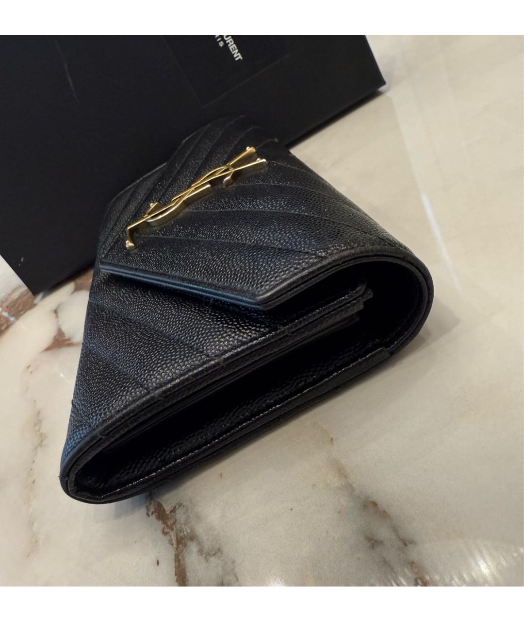 SAINT LAURENT Черный кожаный кошелек, фото 2
