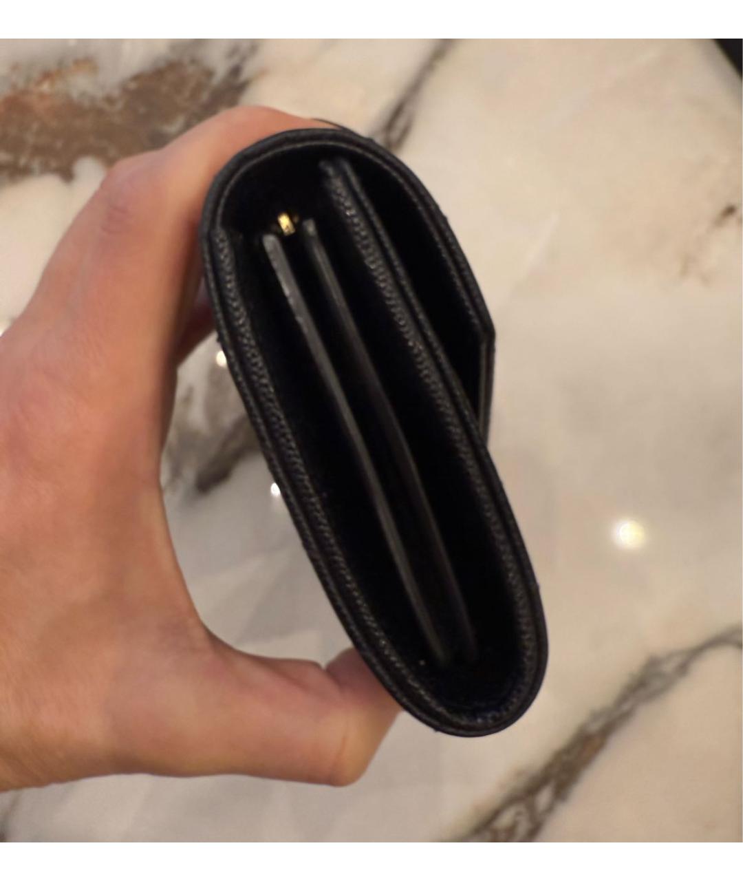 SAINT LAURENT Черный кожаный кошелек, фото 4