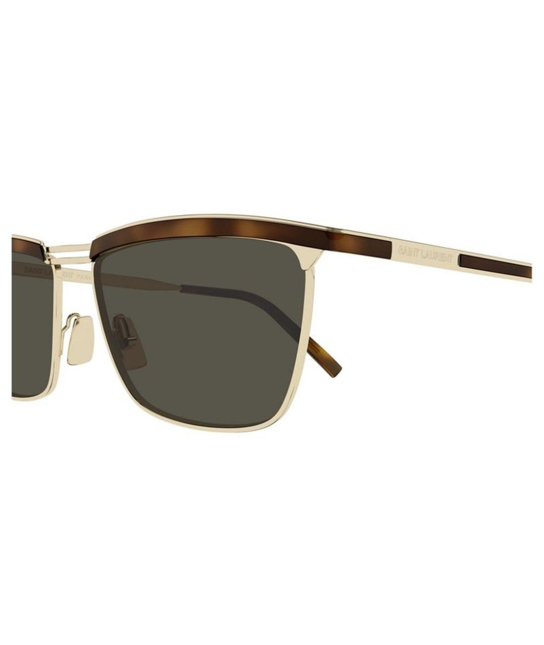 SAINT LAURENT Золотые металлические солнцезащитные очки, фото 3