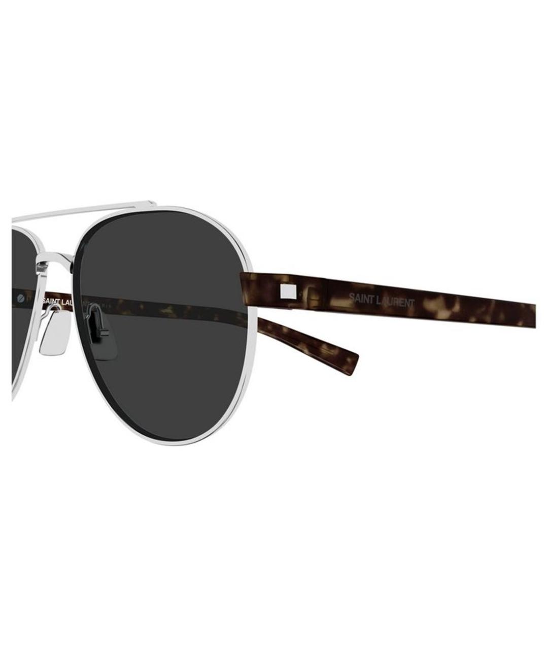 SAINT LAURENT Серебряные металлические солнцезащитные очки, фото 3