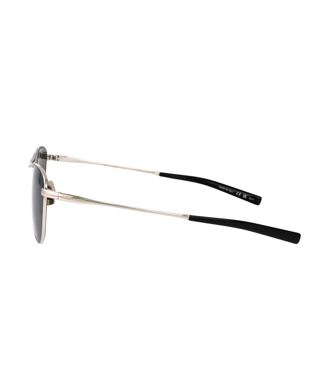 SAINT LAURENT Серебряные металлические солнцезащитные очки, фото 3