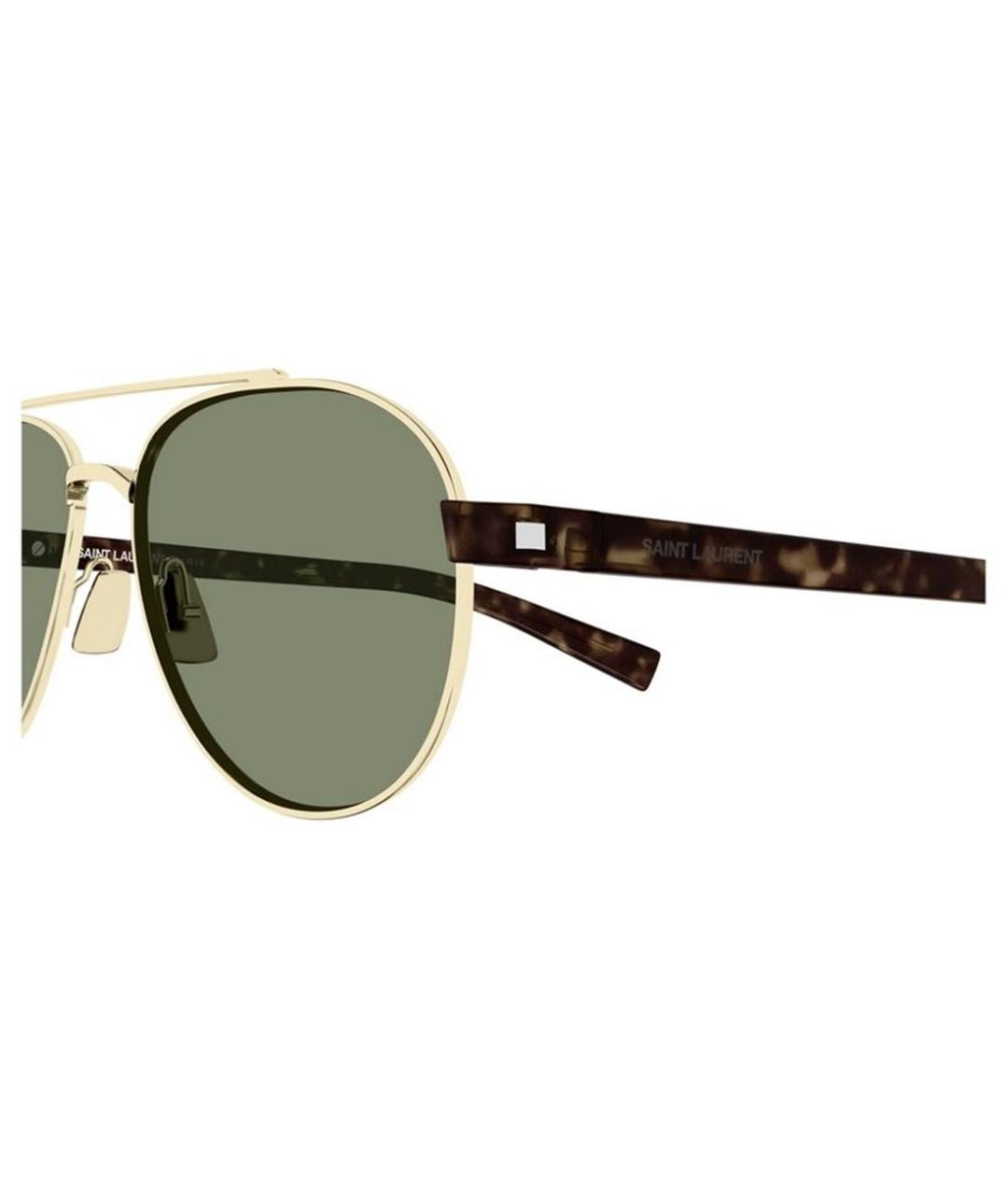 SAINT LAURENT Золотые металлические солнцезащитные очки, фото 3