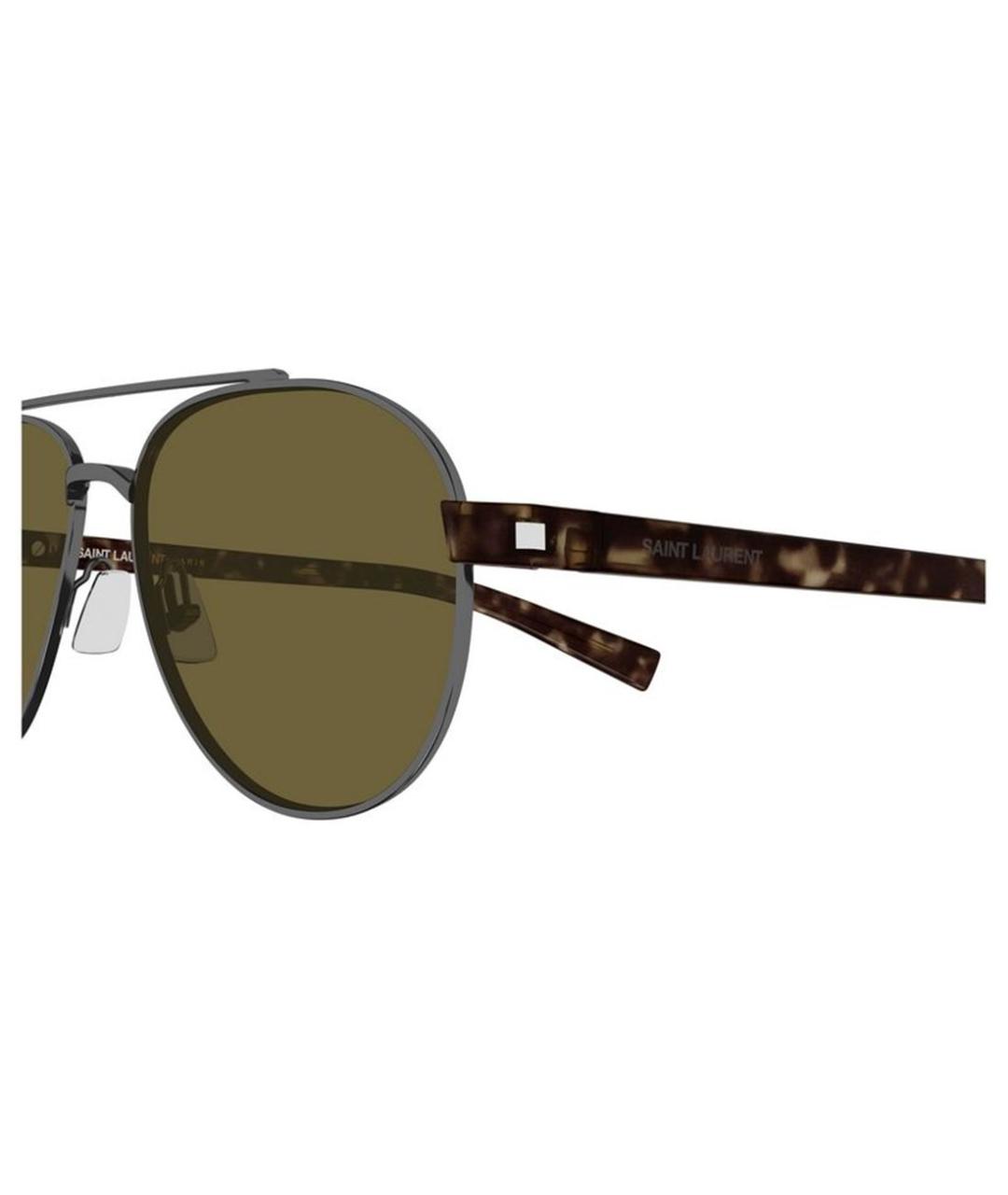 SAINT LAURENT Серебряные металлические солнцезащитные очки, фото 3