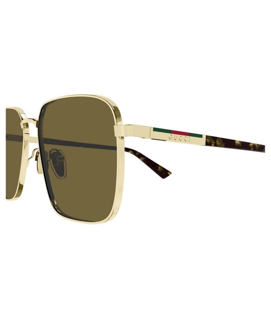 GUCCI Золотые металлические солнцезащитные очки, фото 3