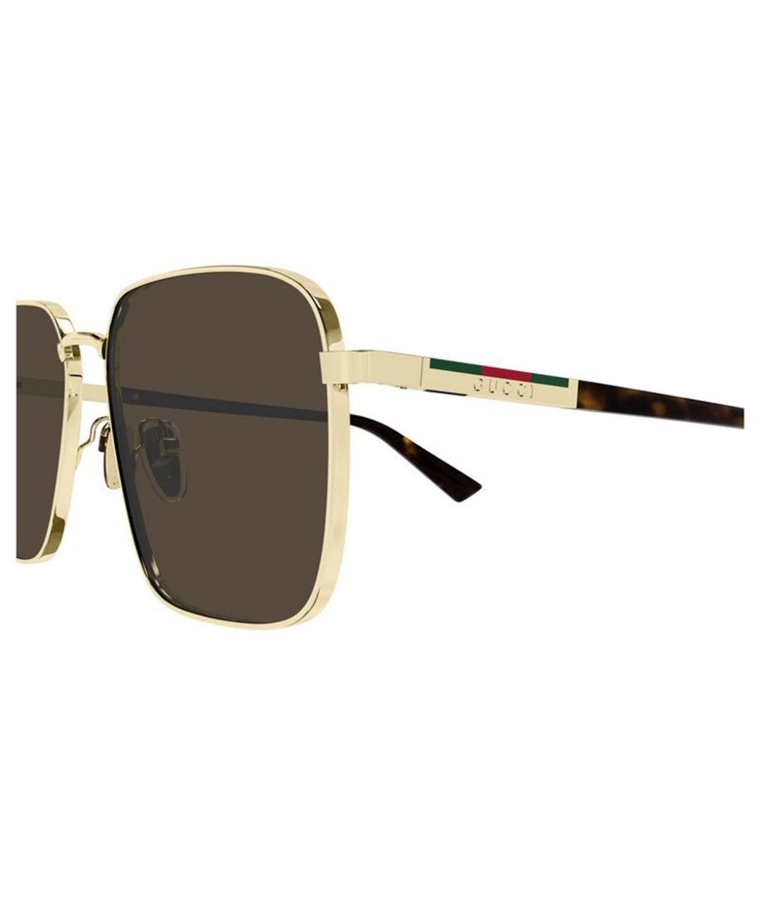 GUCCI Золотые металлические солнцезащитные очки, фото 3