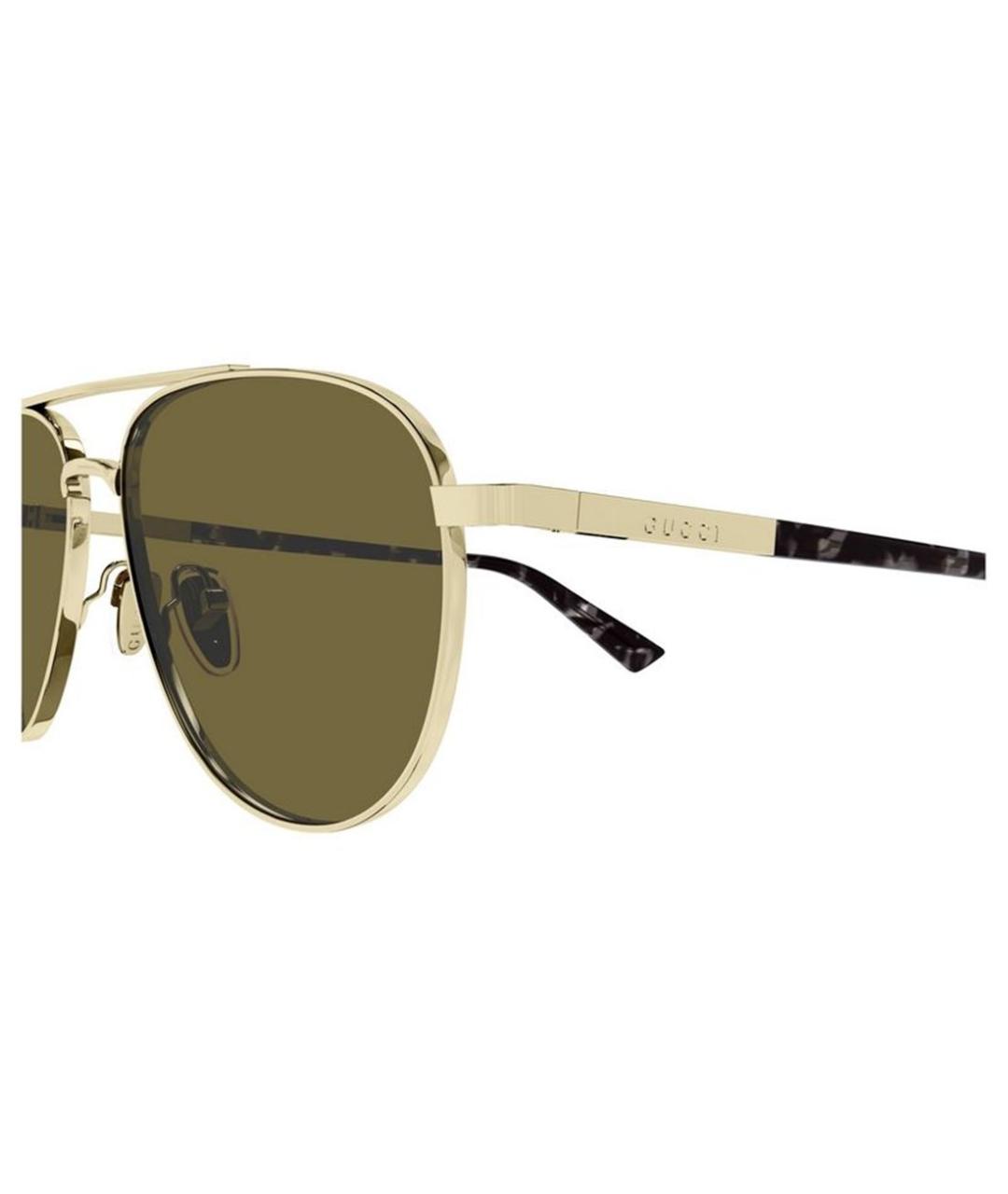 GUCCI Золотые металлические солнцезащитные очки, фото 3