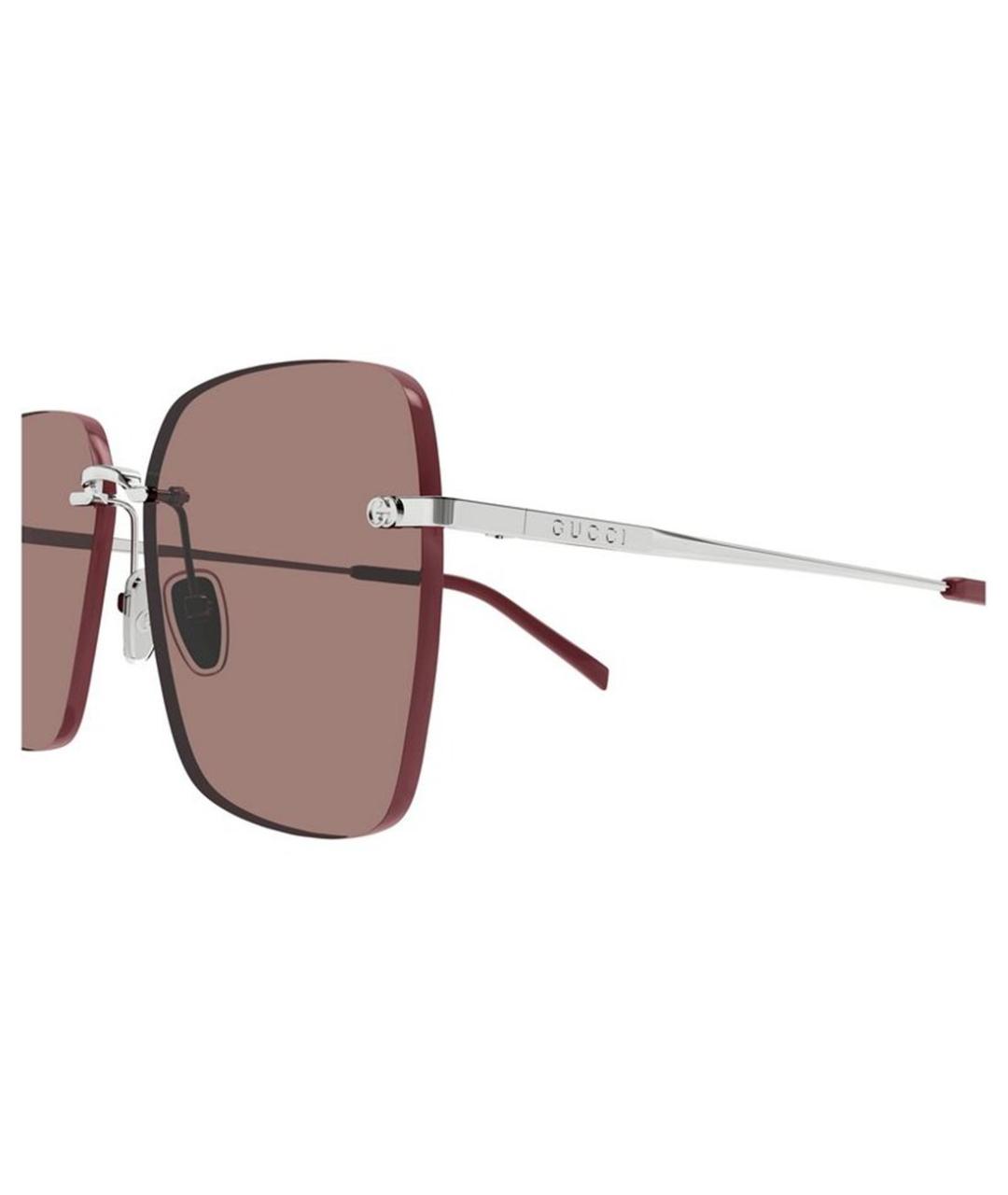 GUCCI Серебряные металлические солнцезащитные очки, фото 3