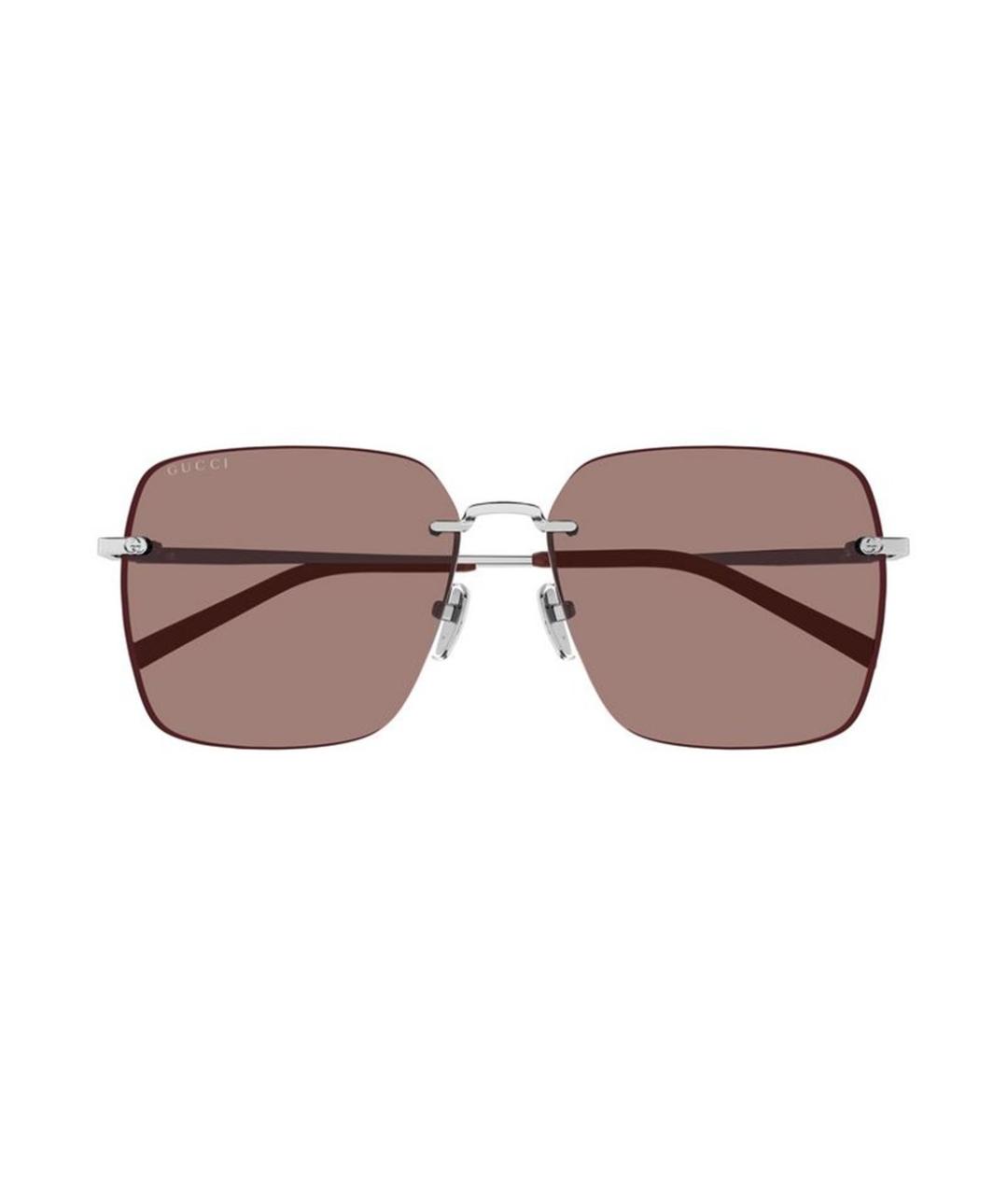 GUCCI Серебряные металлические солнцезащитные очки, фото 2