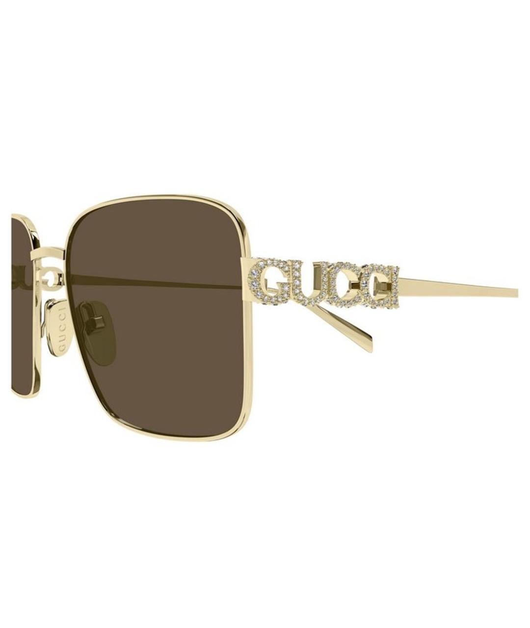 GUCCI Золотые металлические солнцезащитные очки, фото 3