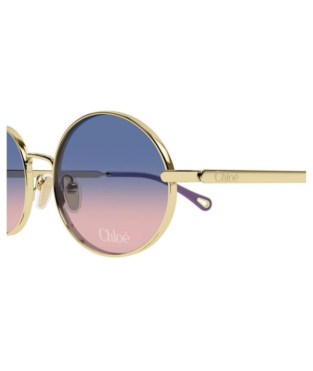 CHLOE Золотые металлические солнцезащитные очки, фото 3