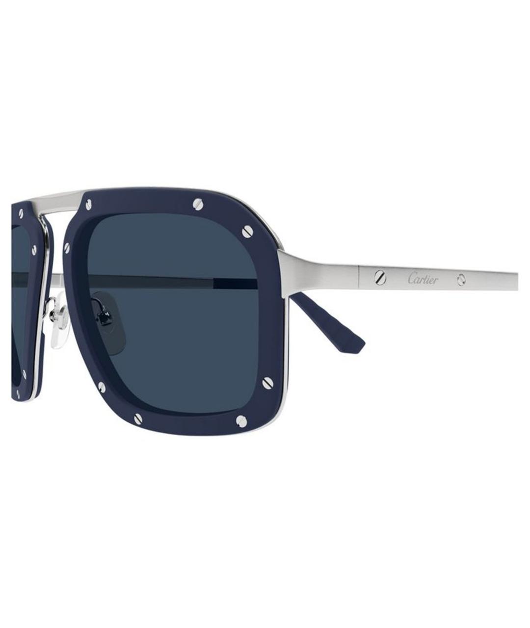 CARTIER Синие металлические солнцезащитные очки, фото 4