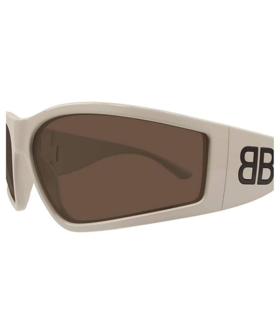 BALENCIAGA Бежевые пластиковые солнцезащитные очки, фото 3