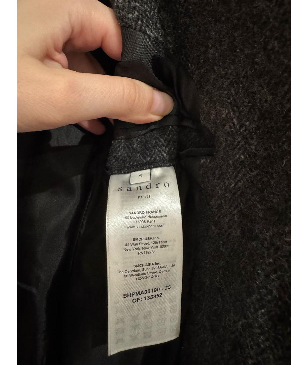 SANDRO Антрацитовое шерстяное пальто, фото 4