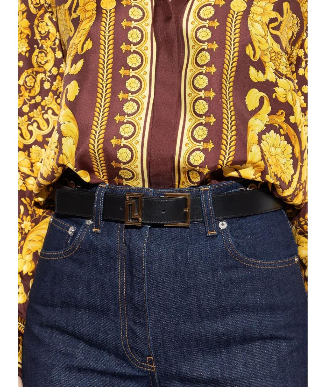 VERSACE Черный кожаный ремень, фото 2