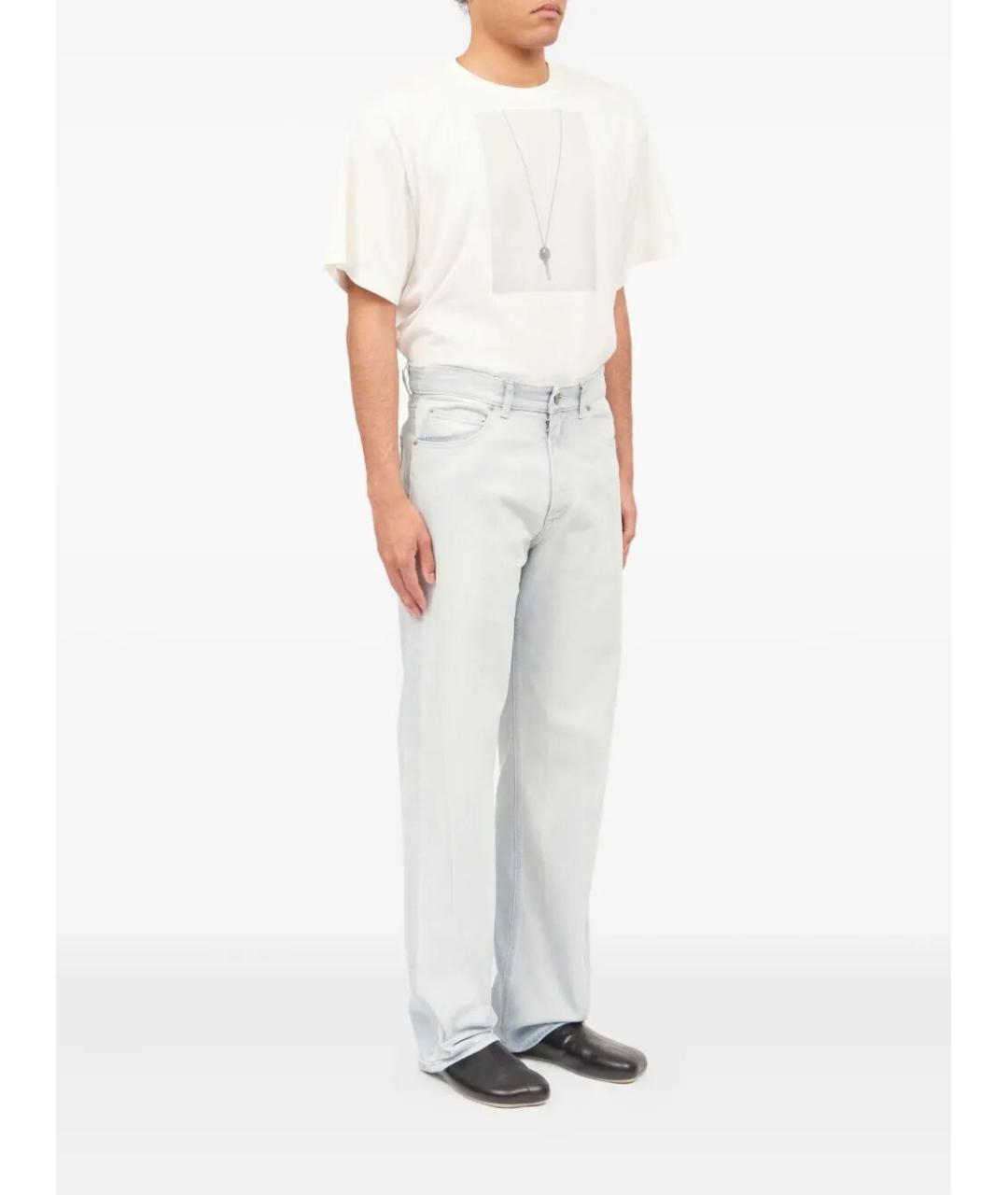 MM6 MAISON MARGIELA Голубые хлопковые прямые джинсы, фото 5