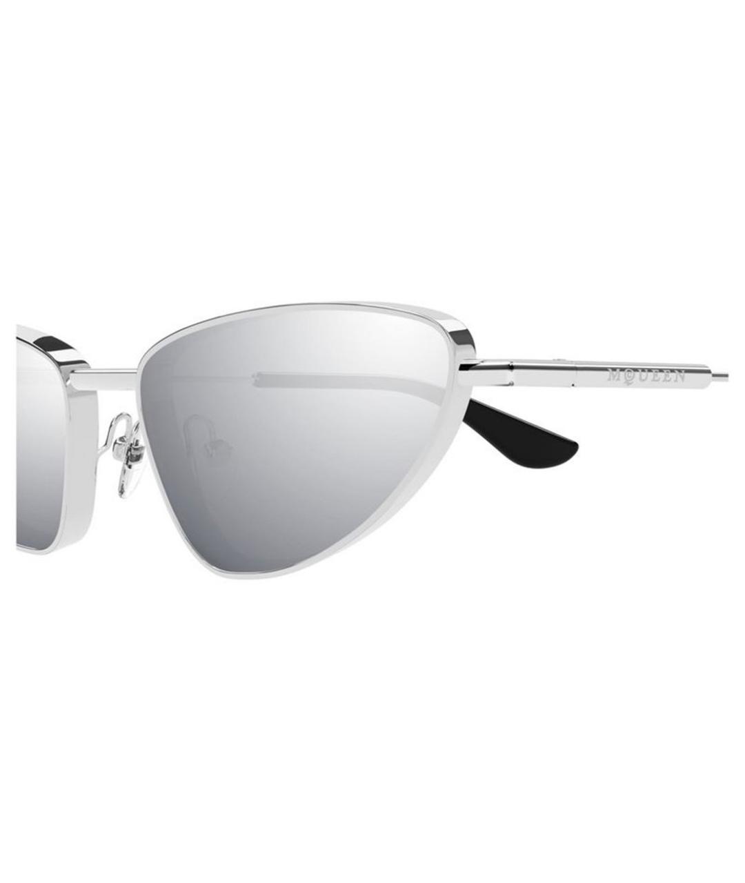 ALEXANDER MCQUEEN Серебряные металлические солнцезащитные очки, фото 3