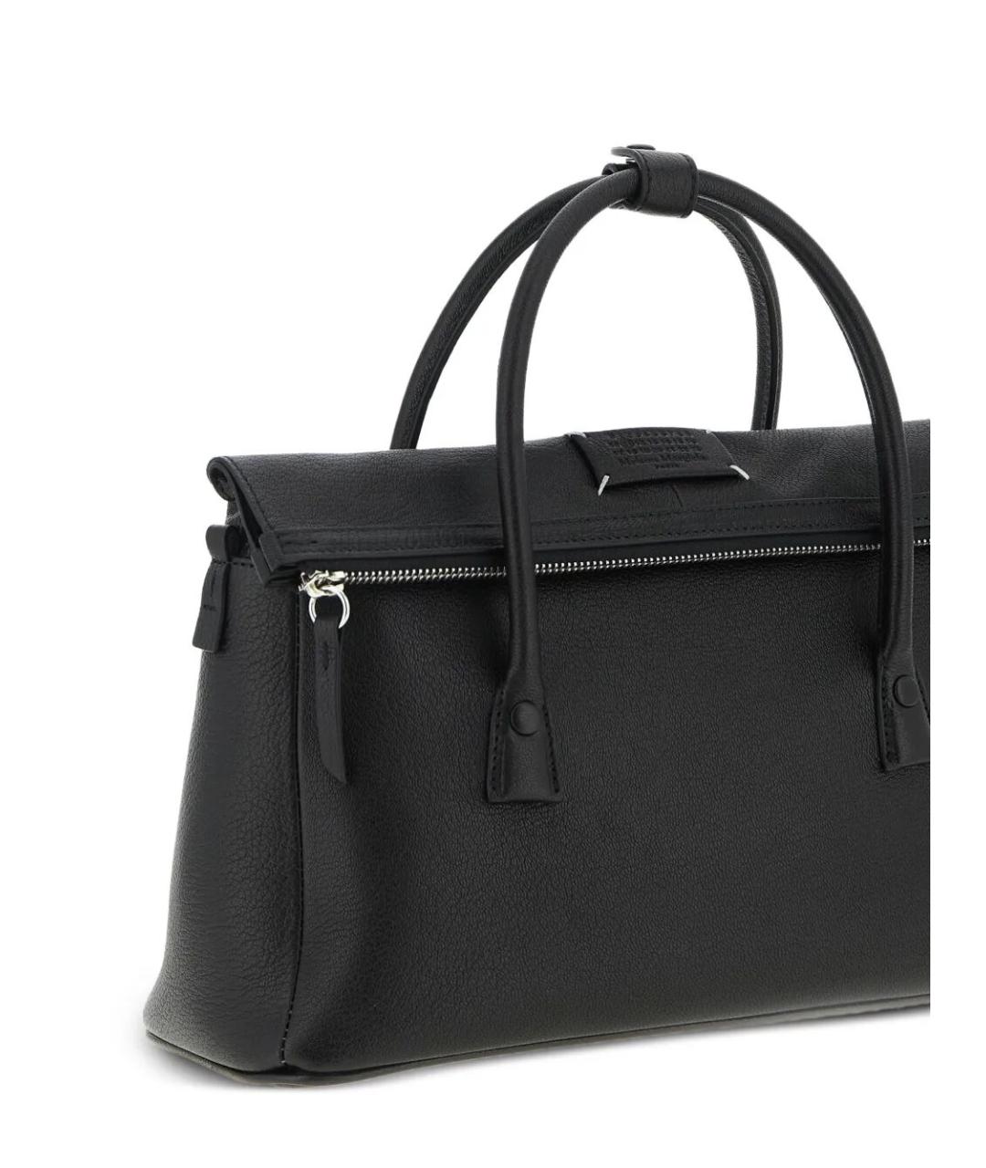 MAISON MARGIELA Черная кожаная сумка с короткими ручками, фото 4