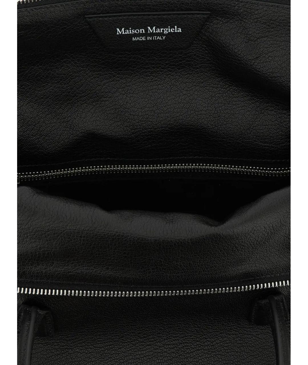 MAISON MARGIELA Черная кожаная сумка с короткими ручками, фото 2