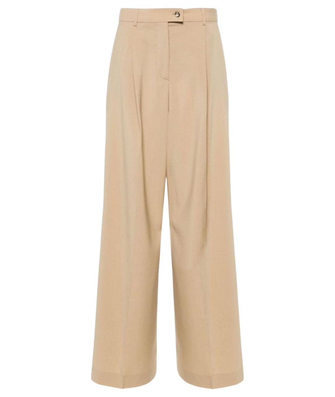 SPORTMAX Бежевые шерстяные брюки широкие, фото 1