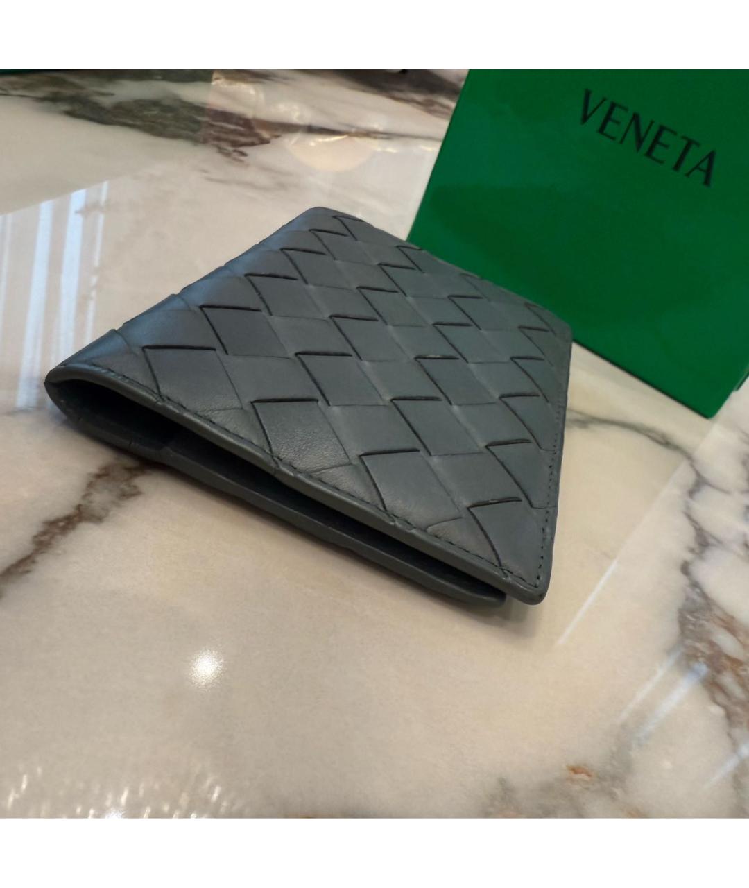 BOTTEGA VENETA Синий кожаный кардхолдер, фото 3