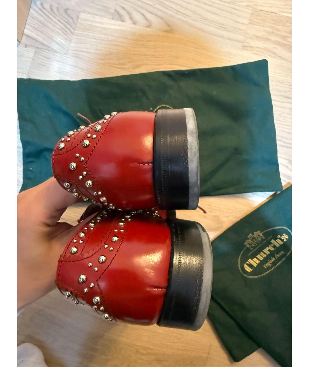 CHURCH'S Бордовые кожаные брогги и оксфорды, фото 8