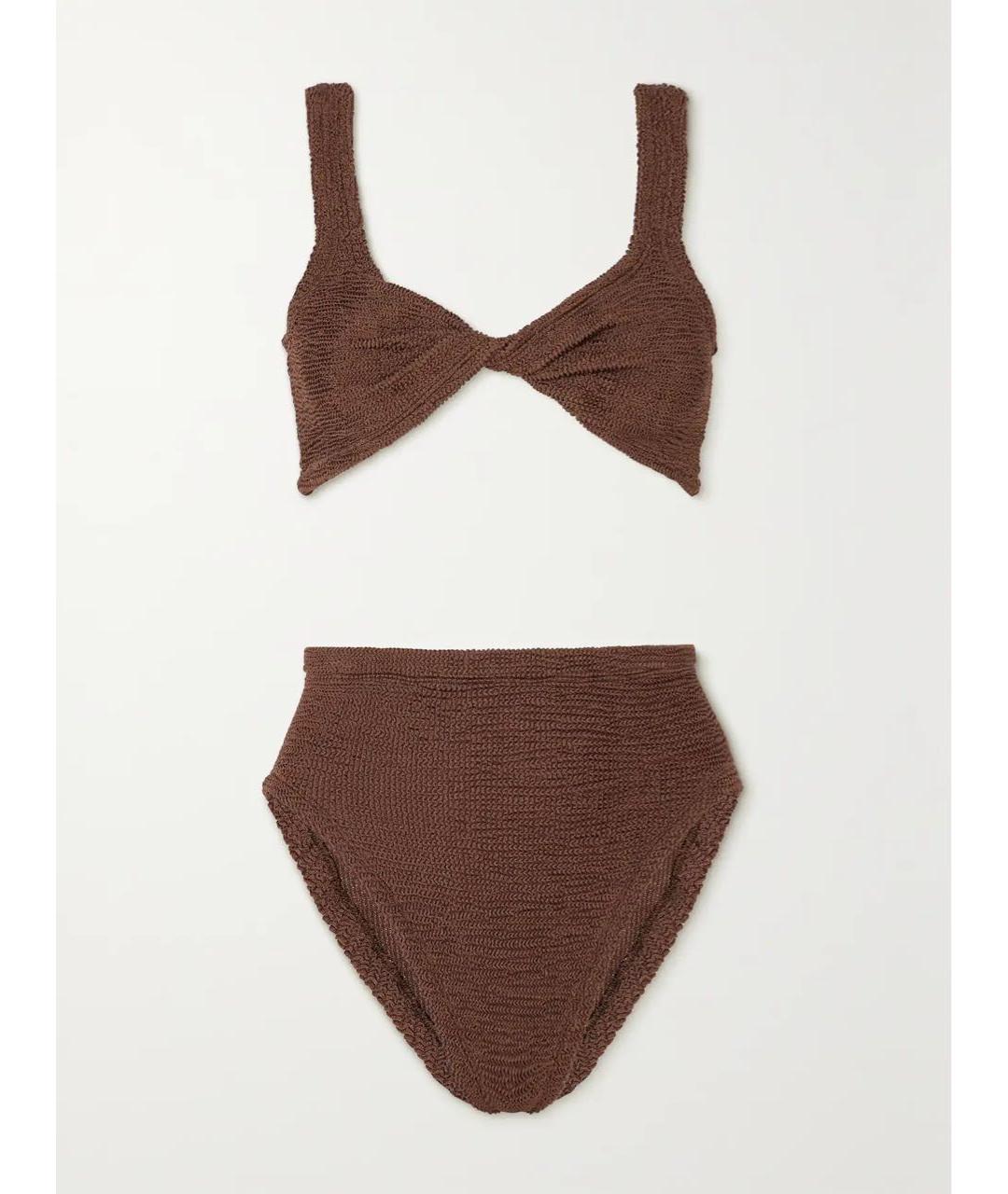 HUNZA G Коричневый полиэстеровый купальник, фото 4