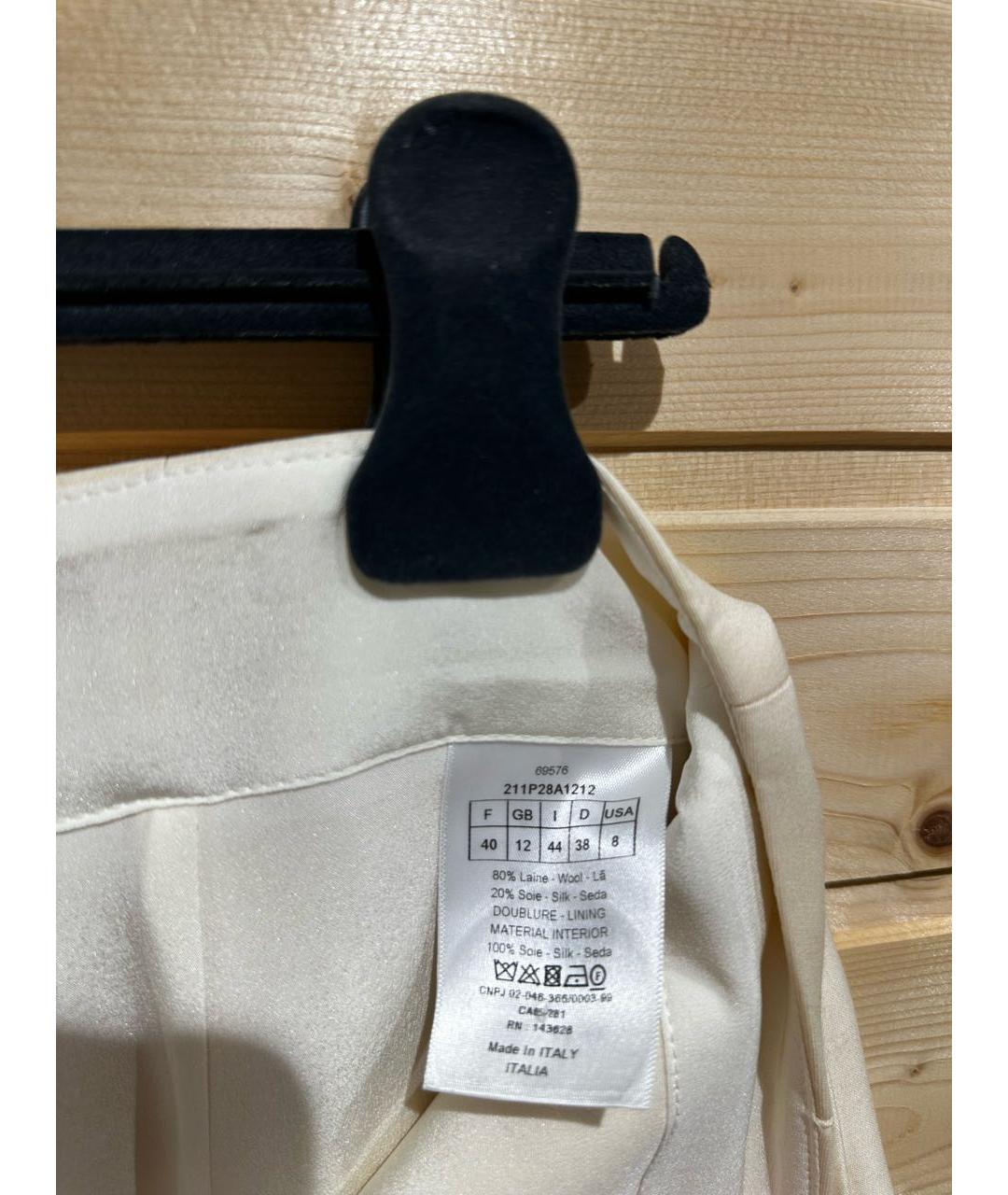 CHRISTIAN DIOR Белые шерстяные брюки широкие, фото 4