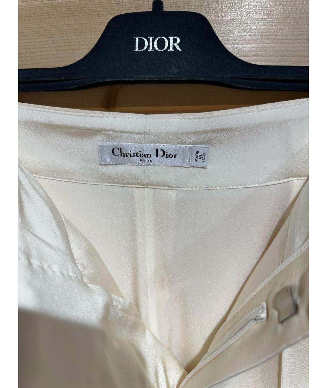 CHRISTIAN DIOR Белые шерстяные брюки широкие, фото 3