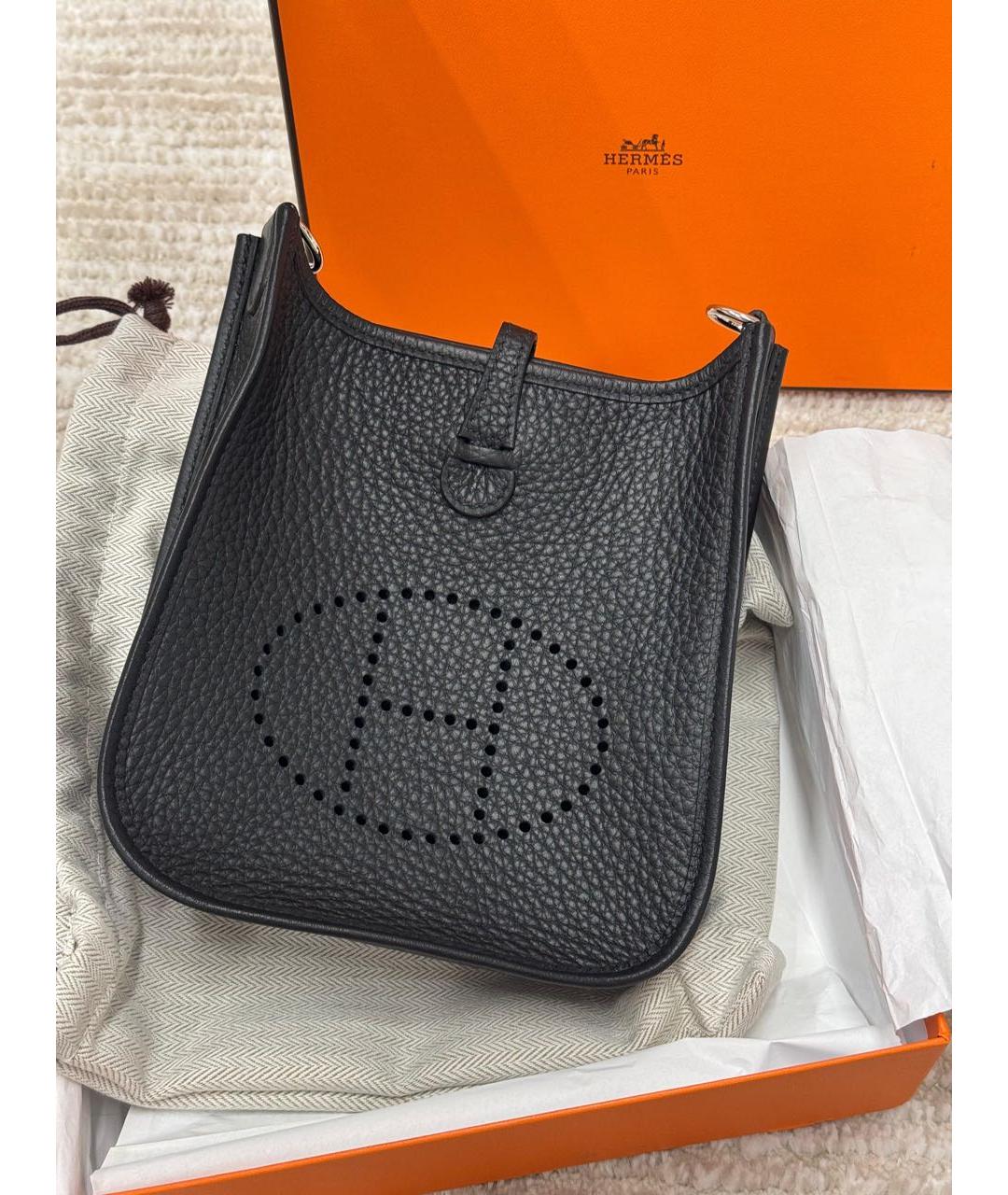 HERMES Черная кожаная сумка на плечо, фото 5