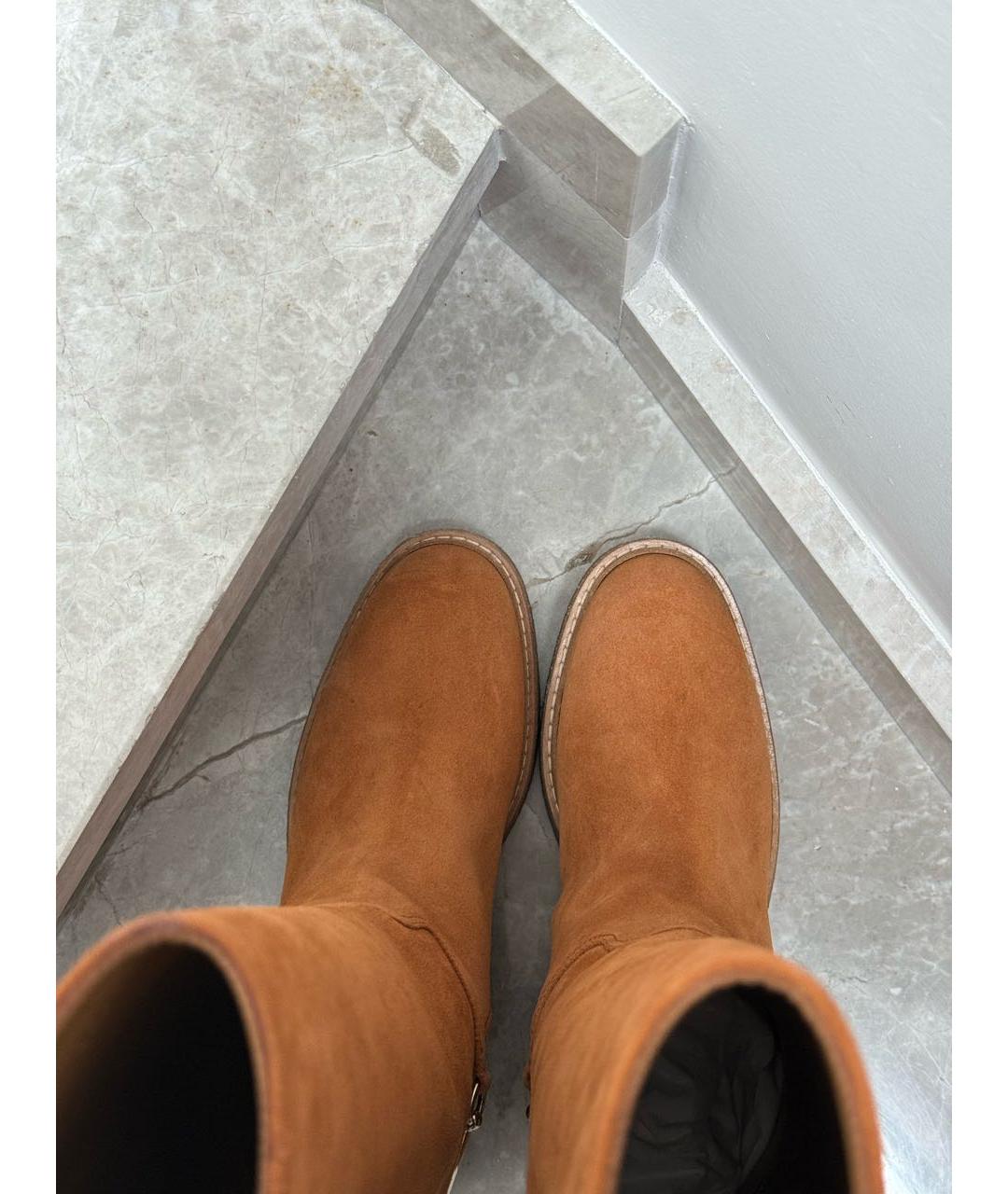 GUCCI Оранжевое замшевые сапоги, фото 3