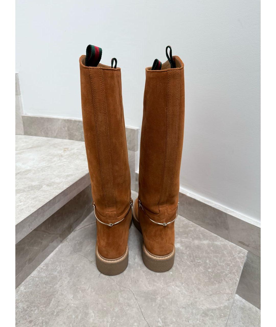 GUCCI Оранжевое замшевые сапоги, фото 4