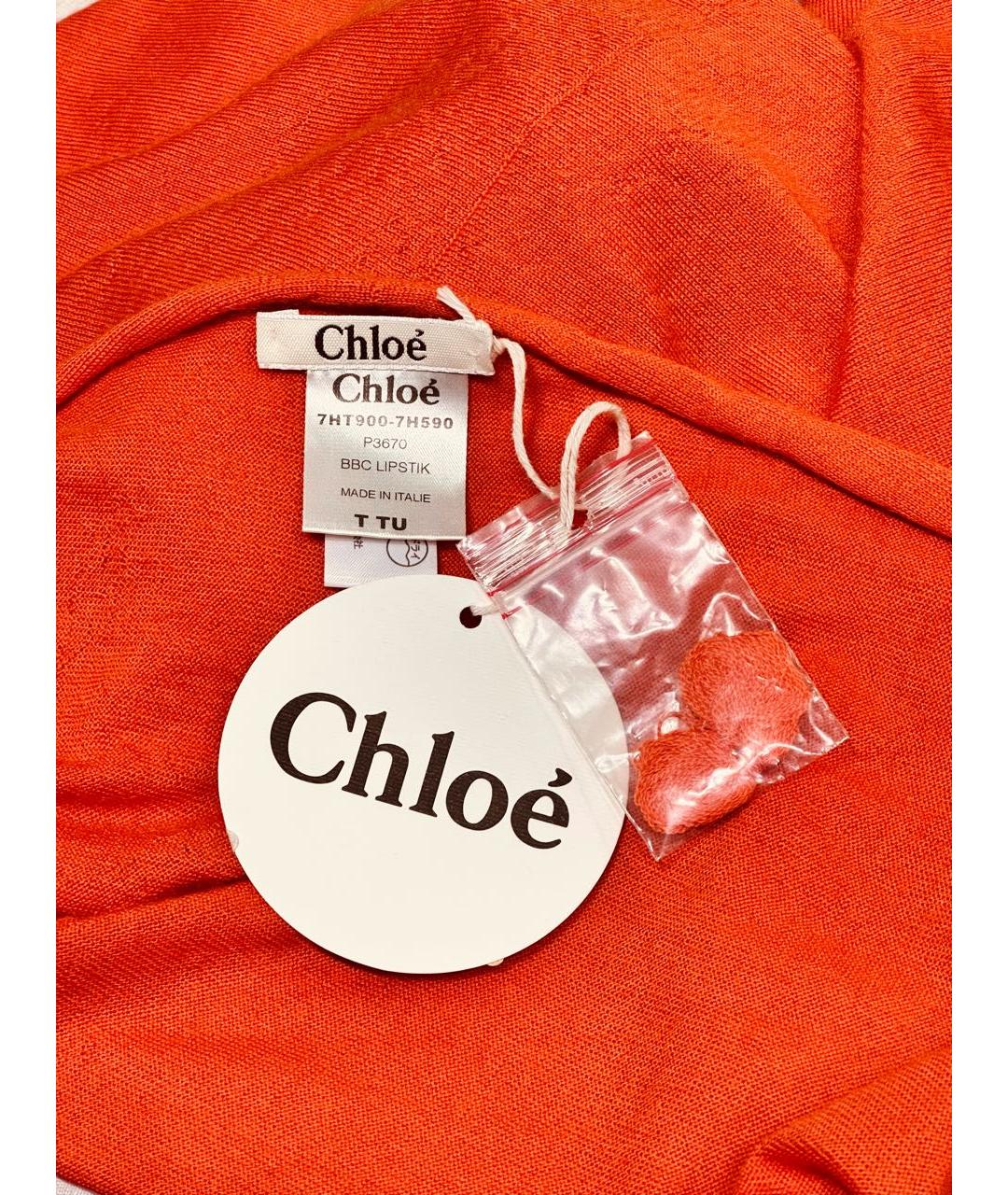 CHLOE Оранжевый кашемировый шарф, фото 7